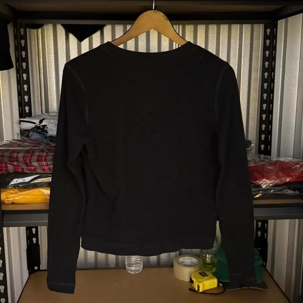 Gymshark Waffle Knit Long Sleeve Top Black Women’s XS Fitted Gym Wear